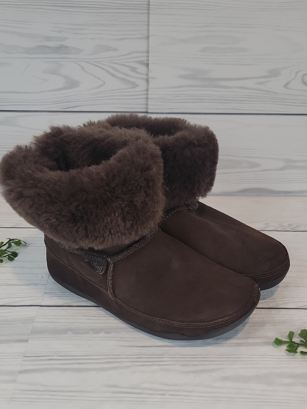 Fitflop Brown Shearling-Lined Suede Ankle Boots Womens - Fits Like A Size 7